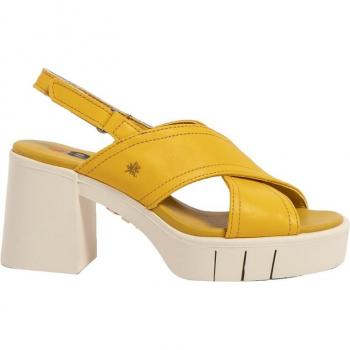 Sandalias de Piel 1990 Eivissa Amarillo con Tacón para Mujer