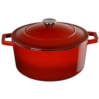 Mellerware - Cacerola de hierro fundido CUKING Heavy 26cm 5,3L | Apta para todos tipos de cocina: vitrocerámica, gas, horno, placa electrica e induccion | Antiadherente | Libre PFOA y PTFE | Roja