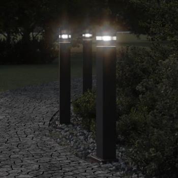 Lámparas de suelo de exterior 3 piezas en aluminio negro 80 cm