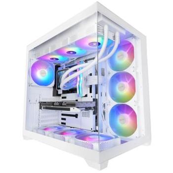 Caja PC ATX Mars Gaming MCV5, Cristal Templado Panorámico, 4 Ventiladores ARGB 120mm, USB-C, Blanco