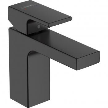Grifo monomando para lavabo Vernis Blend Hansgrohe - Mezclador de lavabo ComfortZone 100 con tirador y vaciador sintético, negro mate