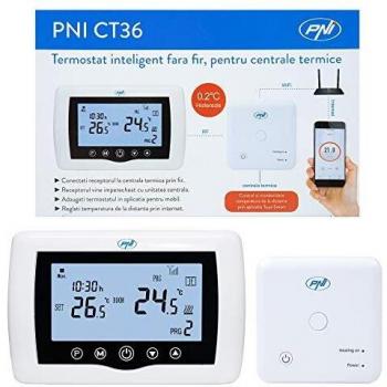 Termostato Inteligente PNI CT36 Wireless con WiFi y Control por Internet para Centrales Térmicas, Compatible con App TuyaSmart