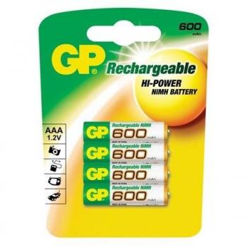 GP 656.158 - 600 mAh 1,2 V AAA NiMH con batería recargable – Plata