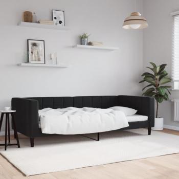 Cama de día terciopelo negro 90x200 cm