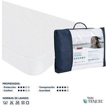 Protector de Colchón Miroytengo Dermis Blanco Cama Individual Transpirable Impermeable Antiácaros Suave 105x180/190 Cm