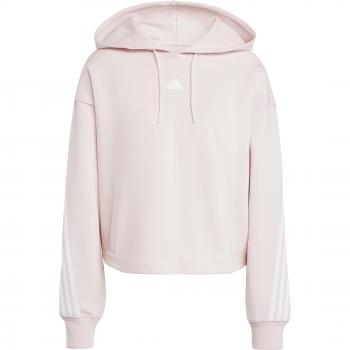 Sudadera con capucha adidas Future Icons 3 Bandas mujer rosa claro, talla M, características: diseño moderno, tres bandas en las mangas, material suave y cómodo, ajuste regular