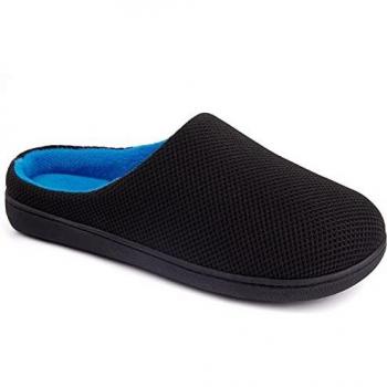 Wishcotton Zapatillas de casa de Espuma viscoelástica para Hombre, Negro Azul, 41/42 EU