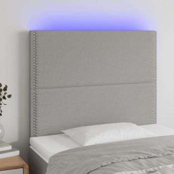 Cabecero LED tela gris claro 90x5x128 cm