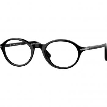 Persol PO3351V Unisex Round Acetate Eyeglasses in Black Transparent