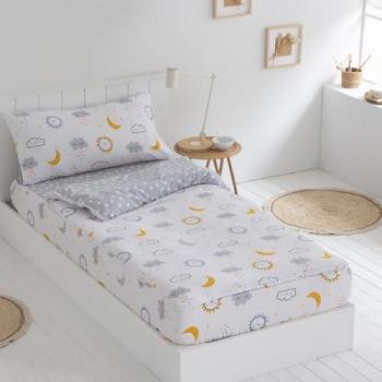 Saco Nórdico Infantil con Relleno Diver Gris, Cama 90 x 190/200, Unido a Bajera con Cremallera en L