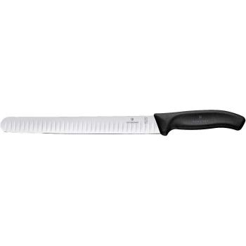 Cuchillo para Jamón Victorinox Swiss Classic 25 cm con Hoja Serrada, Mango Ergonómico Antideslizante, Negro en Caja de Regalo