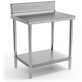 Mesa de trabajo de acero inoxidable ECO - 80 x 60 cm - 190 kg - Antisalpicaduras - Royal Catering