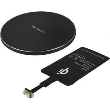 Pack Cargador Inalámbrico Qi y Transformador USB Tipo C - Negro
