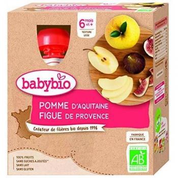 Babybio Organic Apple Fig Pouches 4x90g for 6+ Months