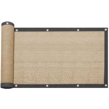 Pantalla Cortavientos de Jardín Rebecca Mobili Celtis 200x1000 cm, Polietileno HDPE Beige y Negro, con Ojales de Aluminio, Protección UV