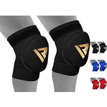 RDX K1 Protectores de Rodilla Acolchados de Gel Certificados CE para Muay Thai y MMA - Negro / M