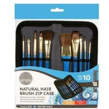 Set de 10 pinceles Simply de pelo natural en estuche