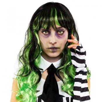 Peluca de Bruja Verde y Negro Adulto