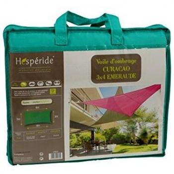 Toldo vela de sombra rectangular 3 x 4 m - Poliéster - Color Esmeralda