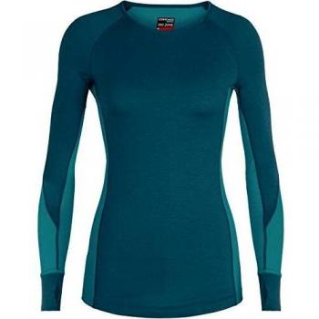 Icebreaker Camiseta Funcional para Mujer 260 Zone LS Crewe, Mujer, 104477402XS, Kingfisher/Arctic Teal/Prism, Extra-Small