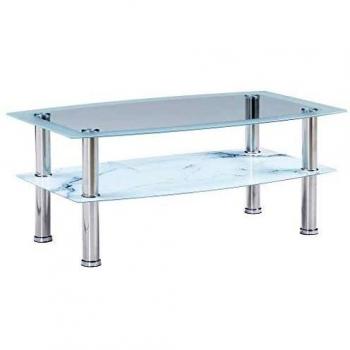 vidaXL Mesa de centro con aspecto de m¨¢rmol blanco vidrio templado