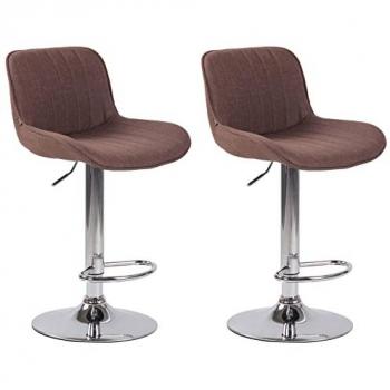 Set de 2 Taburetes de Bar Lentini en Tela Marrón Cromado - Elegancia y Comodidad Únicas para su Hogar, Acolchados & Giratorios