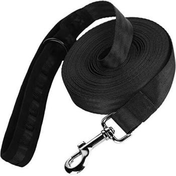Dapzon Correa Perro, 10m Correa Adiestramiento Perro con Mango Suave Acolchado Antideslizante, Correa Larga para Perros Grandes, Medianos y Pequeños, Camping, Entrenamiento Recall, Negro