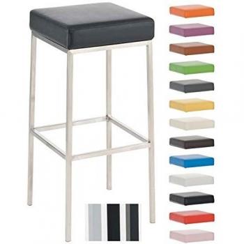 Taburete de Bar Montreal 85 cm en Acero Inoxidable y Cuero Sintético Negro