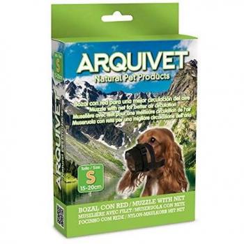 ARQUIVET Bozal Negro con Red para Perros Talla S - Bozal de Nylon Ajustable - Accesorios para el Paseo - Adiestramiento Perros - Bozal para Perros pequeños