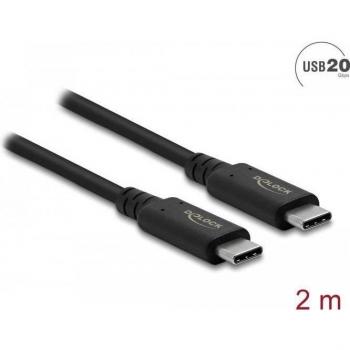 Cable USB4 20 Gbps USB-C a USB-C de 2 m, soporte para 4K 60Hz y Power Delivery 3.0, color negro