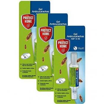 Protect Home Gel Anti Cucarachas, acción inmediata y eficacia total, 1 jeringuilla, 10gr 3, Blanco, Pack 3 x 10 gramos