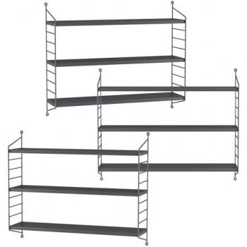 Juego de 3 Estanterías de Pared Strängnäs Acero Duradero 50x60x15 cm - Gris Oscuro