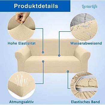 Luxurlife - Funda elástica impermeable para sofá de 1 plaza, diseño elegante, antideslizante, resistente a los arañazos, con espuma antideslizante