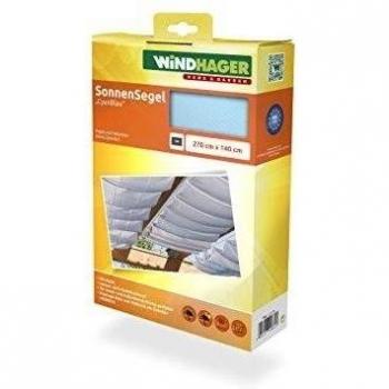 Windhager Toldo Vela de protección Solar tecnología de tensado de Cuerdas 420 x 140 cm, Ideal para pérgola o Invernadero, Azul Cian, 10883, Triste