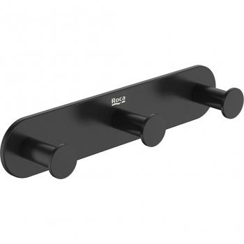 Percha de baño triple Roca Hotels Round, color negro mate