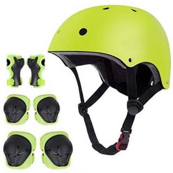 Casco de bicicleta para niños, casco clásico con rodilleras y coderas para multideporte, scooter, patinete, conducción, patinete, patinete, patinete, 3-13 años