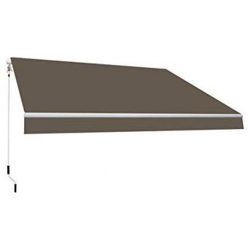Toldo Manual Completo 4x2,5m Color Topo Lona Poliéster Estructura de Aluminio Regulable en Inclinación con Manivela