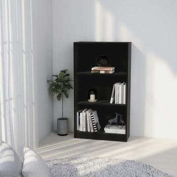 Estantería negra de 3 estantes 60x24x109 cm madera multicapa contrachapada