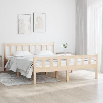 Cama doble pequeña de madera maciza 120x190 cm