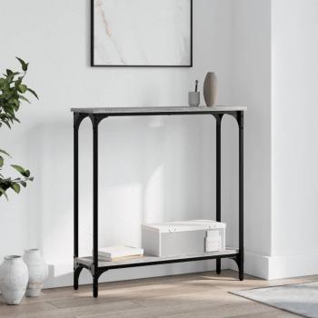 Mesa consola de madera de ingeniería 75x22,5x75 cm en color Negro, Roble Sonoma y Roble ahumado - Mesa de sofá, Entrada y auxiliar para Salón