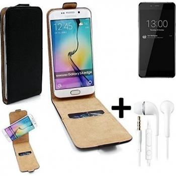 TOP SET: Caso Smartphone para OnePlus X cubierta del estilo del tirón 360°, negro + Auriculares, cubierta del tirón - K-S-Trade | Funda Universal Caso Monedero cubierta del tirón Monedero Monedero