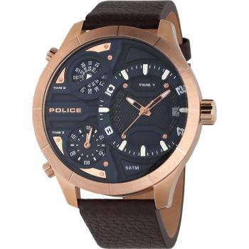 Reloj Police Bushmaster PEWJB2110602 - Modelo de hombre con correa de piel marrón y diseño elegante. ¡Ideal para cualquier ocasión!