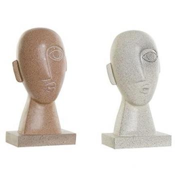 Figura Decorativa DKD Home Decor Beige Terracota Cara 14,5 x 10,5 x 27,5 cm (2 Unidades)