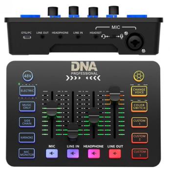 Mezclador de Audio Analógico DNA SC ONE 2 Canales USB-C con Efectos de Sonido y Iluminación RGB