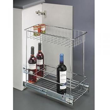 Botellero Bandejero Classic M400 Cromo con Guía Oculta, Extracción Parcial 25kg