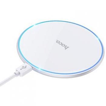 Cargador Inalámbrico Rápido 15W Hoco con USB-C y Diseño de Luz de Respiración 2 en 1 para Móvil y Auriculares