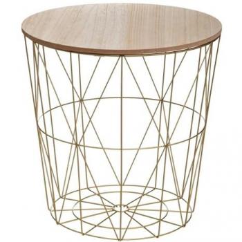 Mesa auxiliar de metal Kumi dorada Ø40x41cm
