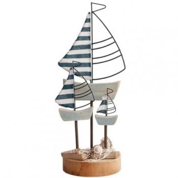Figura Velero Azul de Madera Signes Grimalt - Marinera Velero Maqueta 36x12x16cm