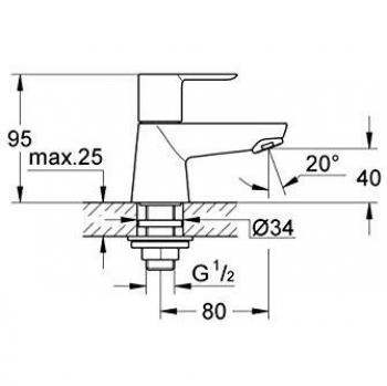 Grohe BauLoop Single-Lever Basin Mixer 1/2 XS-Size
