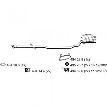 Silenciador trasero ERNST 250238 para BMW 18307537082, 18107526612, 18101485992